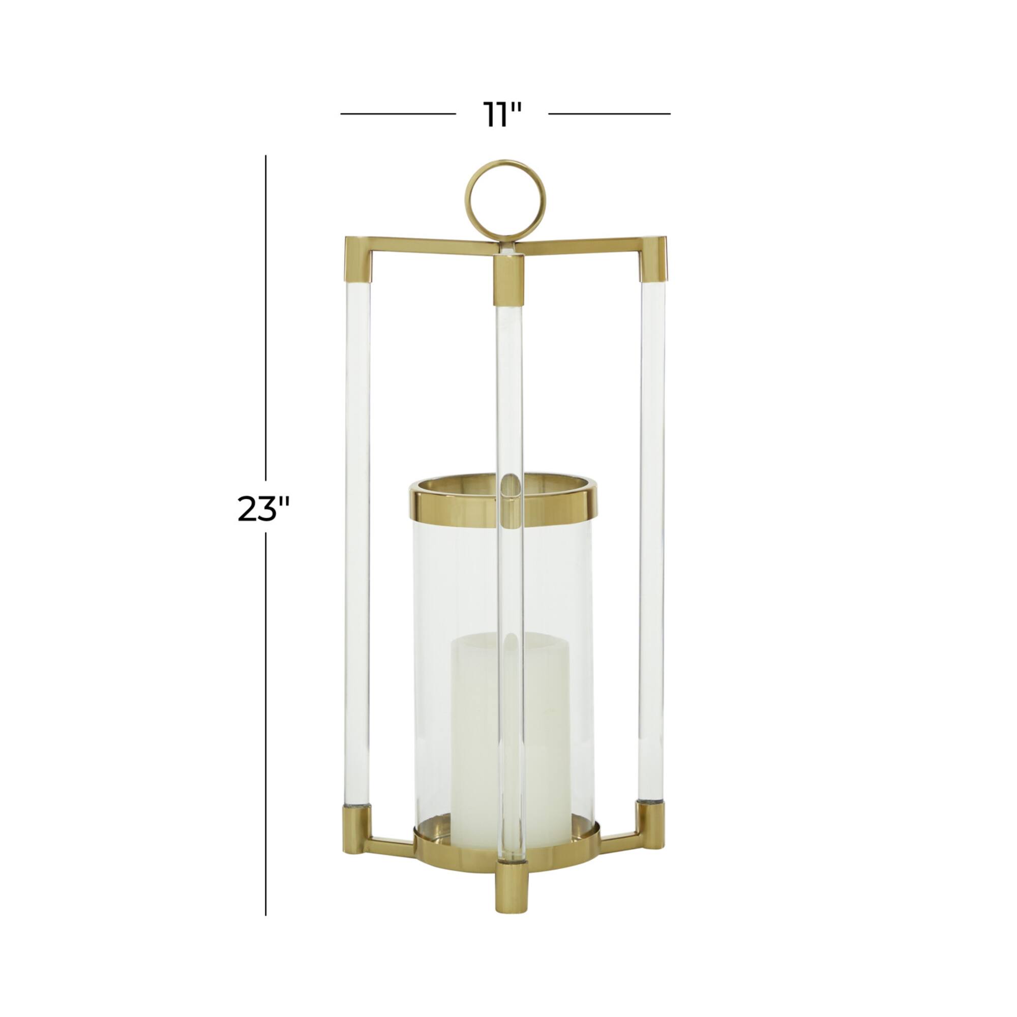 Gold Stainless Steel Contemporary Lantern